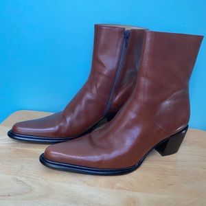 Caslon Brown Leather Ankle Boots
